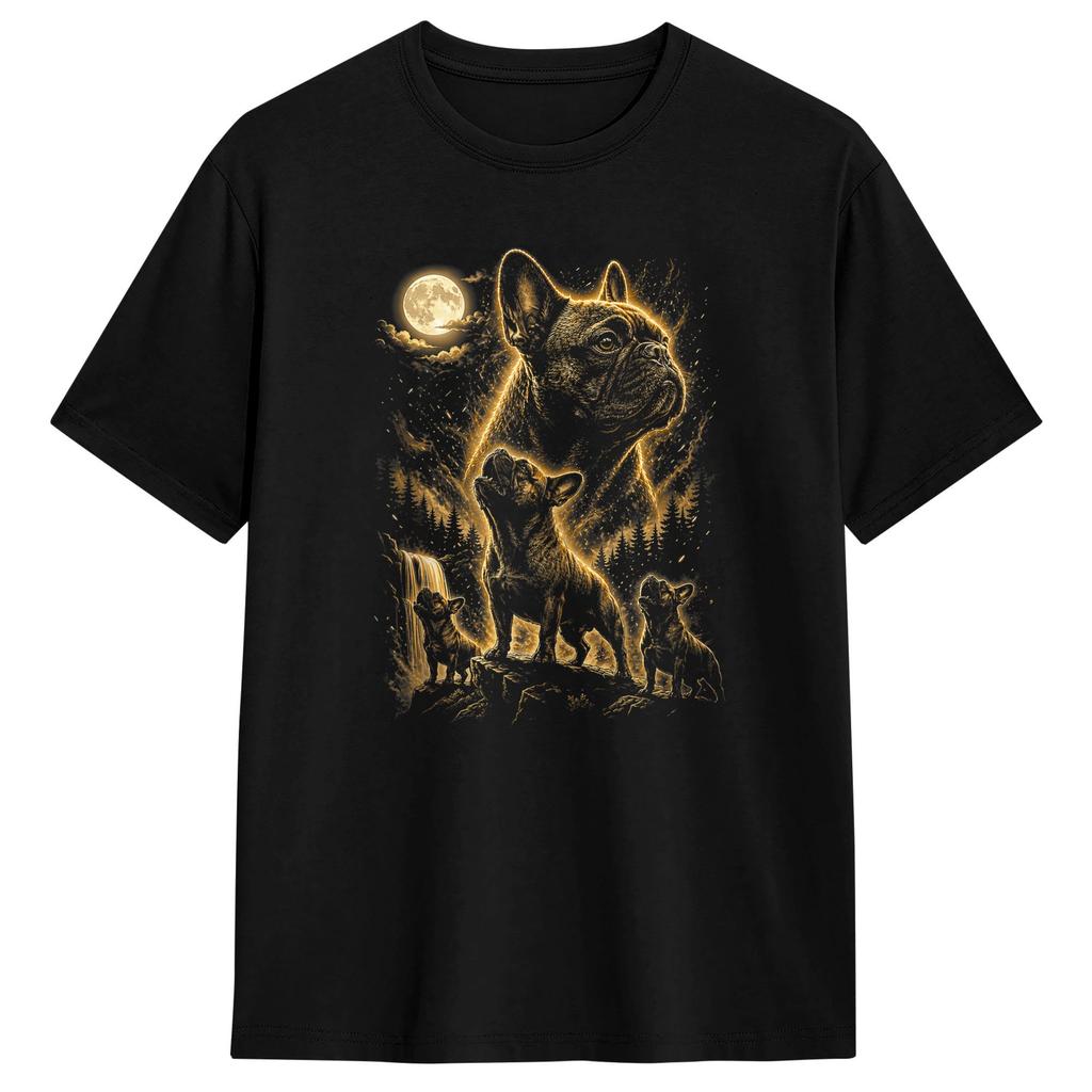 French Bulldog Howling To The Moon Dog Lover Vintage Graphic Cotton T Shirt For Unisex Summer Funny Tshirts Leisure Tee Shirt