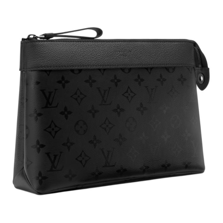 Louis Vuitton Pochette Voyage Souple Black Monogram Midnight Canvas Men Pouches M26741