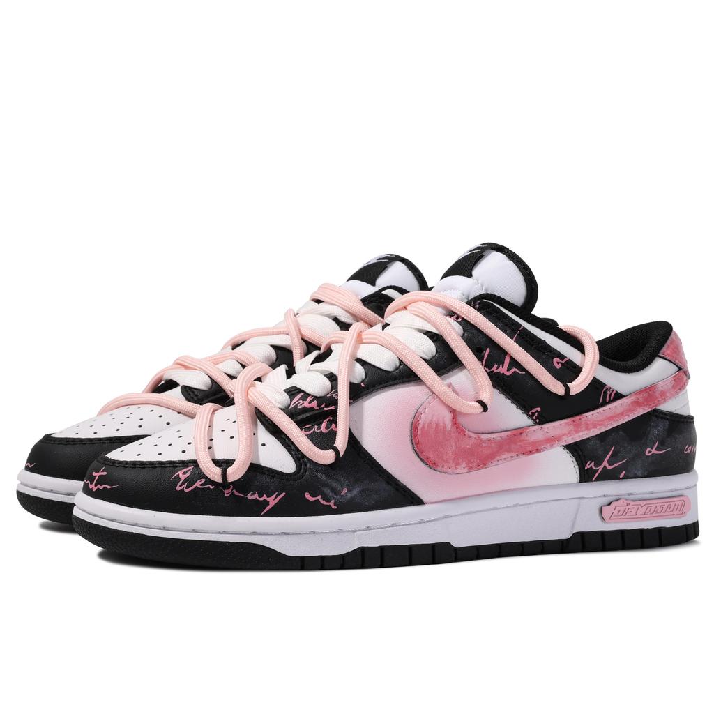 Nike Dunk ADCDAVINCI Custom Low-Top Skateboard-Schuhe Herren Schwarz Rosa Weiß DD1391-100(TeamM-)