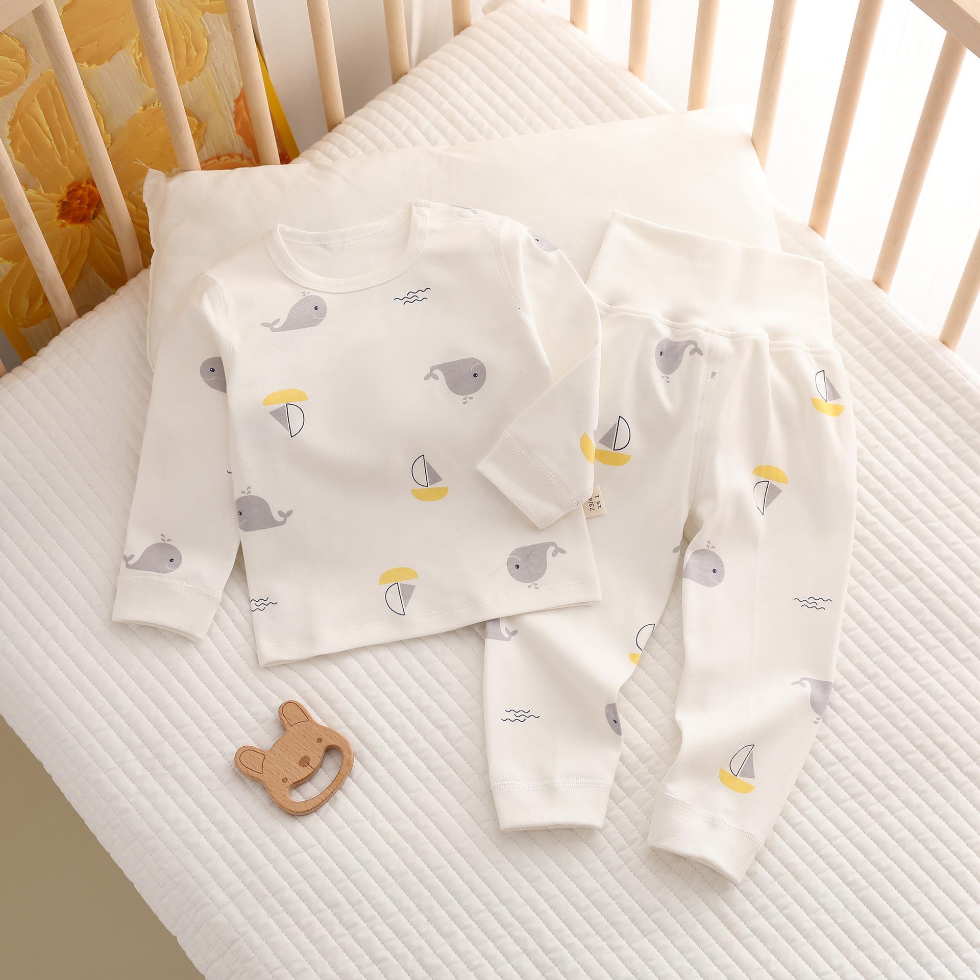 

Jingqi Baby High-Waist Cotton Pajama Set - Warm and Protective for Boys & Girls 100 cm