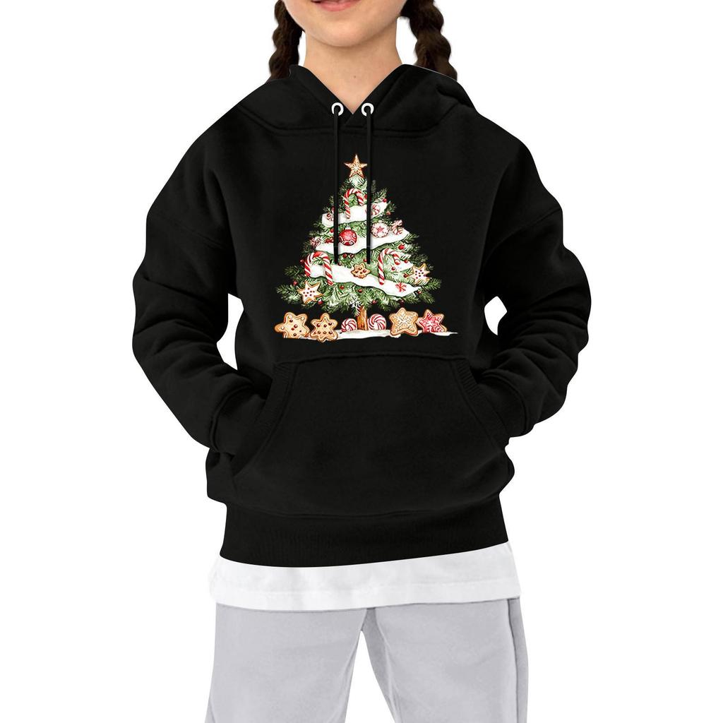 Sweatshirts For Teen Girls Hoodies Long Sleeve Drawstring Pullover Cute Printed Oversized Hoodie Christmas