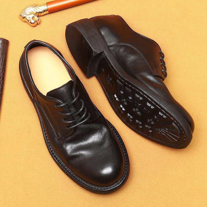 [Shipping In 7 Days] Washed Goodyear Leather Shoes Men'S British Retro Business Casual Leather Soles Big Head Men'S Shoes