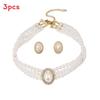 Vintage Artificial Pearl Necklace Set With Earrings And Gemstone Embellishments For Bridal And Formal Wear
