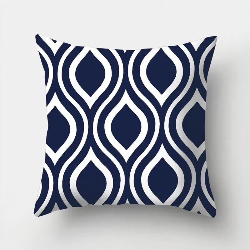 Dark Blue Geometric Pattern Decorative Pillowcase Bedding Home Decoration Cushion Pillowcase