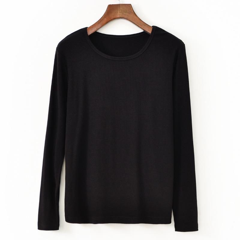 

Johnature Жіночі суцільні бавовняні осінні футболки Одяг з довгим рукавом М які повсякденні жіночі футболки L чорний