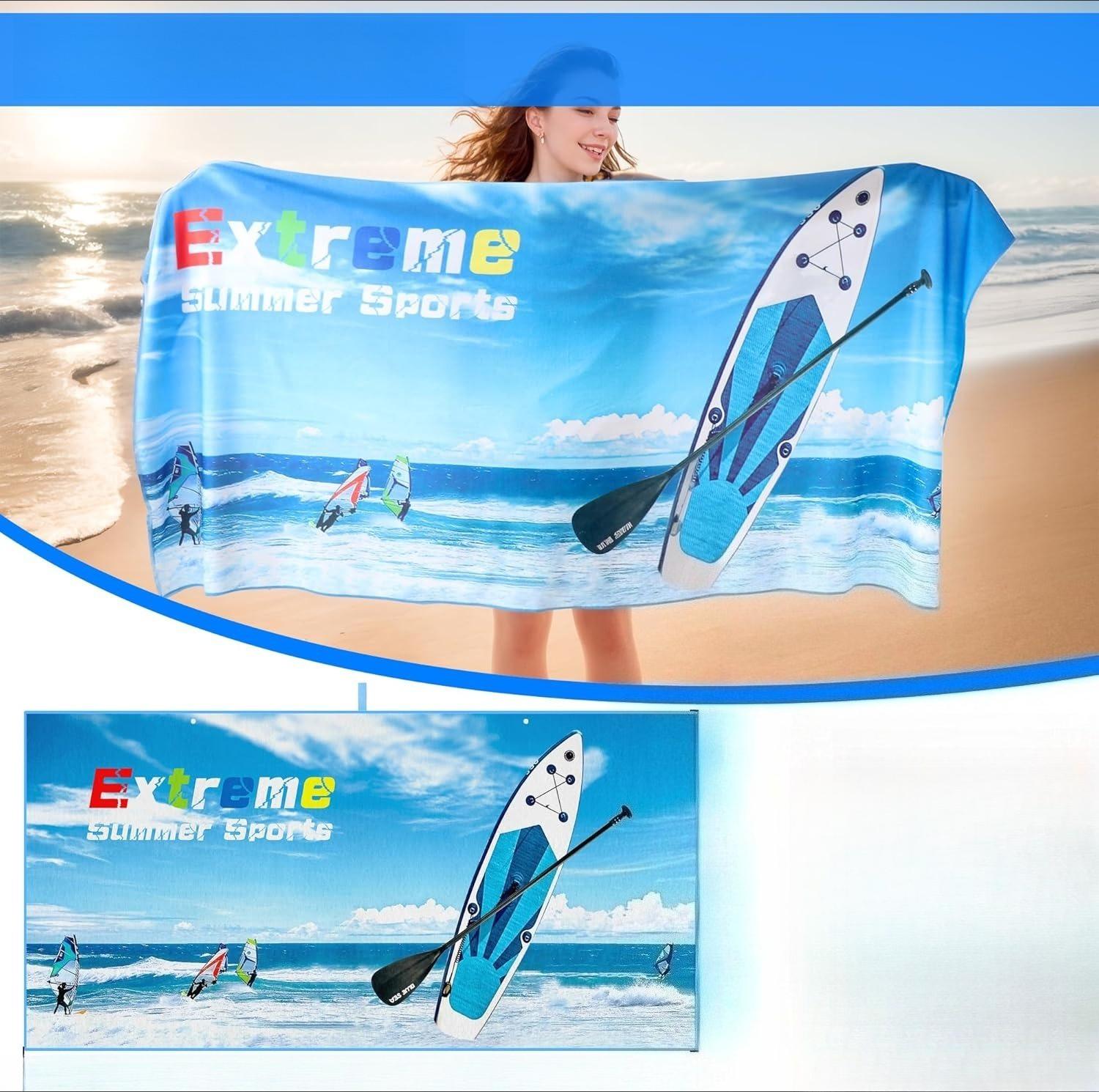 

Extreme Summer Sports Beach Towel for Family stuffs friends Gifts Quick-Dry Sand free For Bath Yoga Beach Camping Swimming GYM W30*H60(CM)