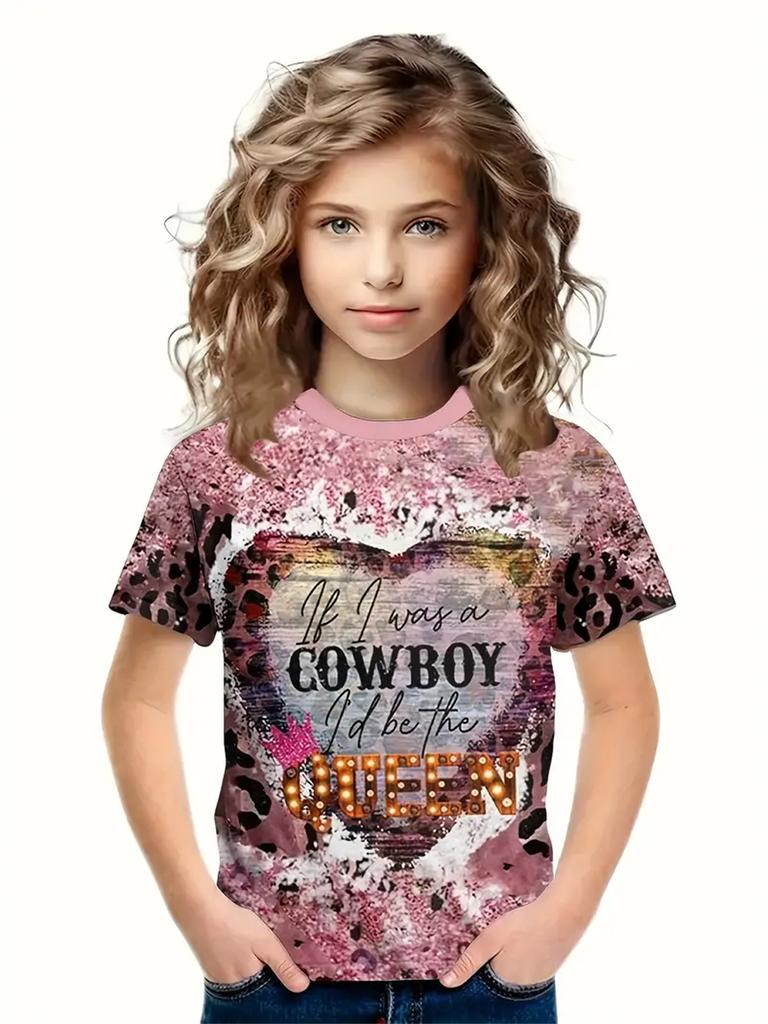 Daily Casual 3d Print Fashion Funny Girls' T-Shirts Summer Short Sleeved Tops Tee Casual T-Shirts Girls' Clothing