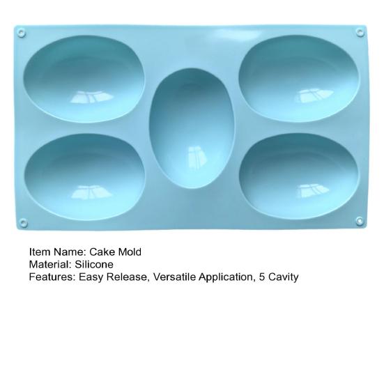 Easter Egg Silicone Mold 5 Cavity Egg Shape Easter Baking Mold Non-Stick Chocolate Mold Freezer Safe Mold for Jelly Ice Cream Candy Dessert