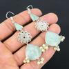 925 Silber Amazonit Stein Schwester Verlobung Tropfen Herzchakra Ohrringe Schmuck
