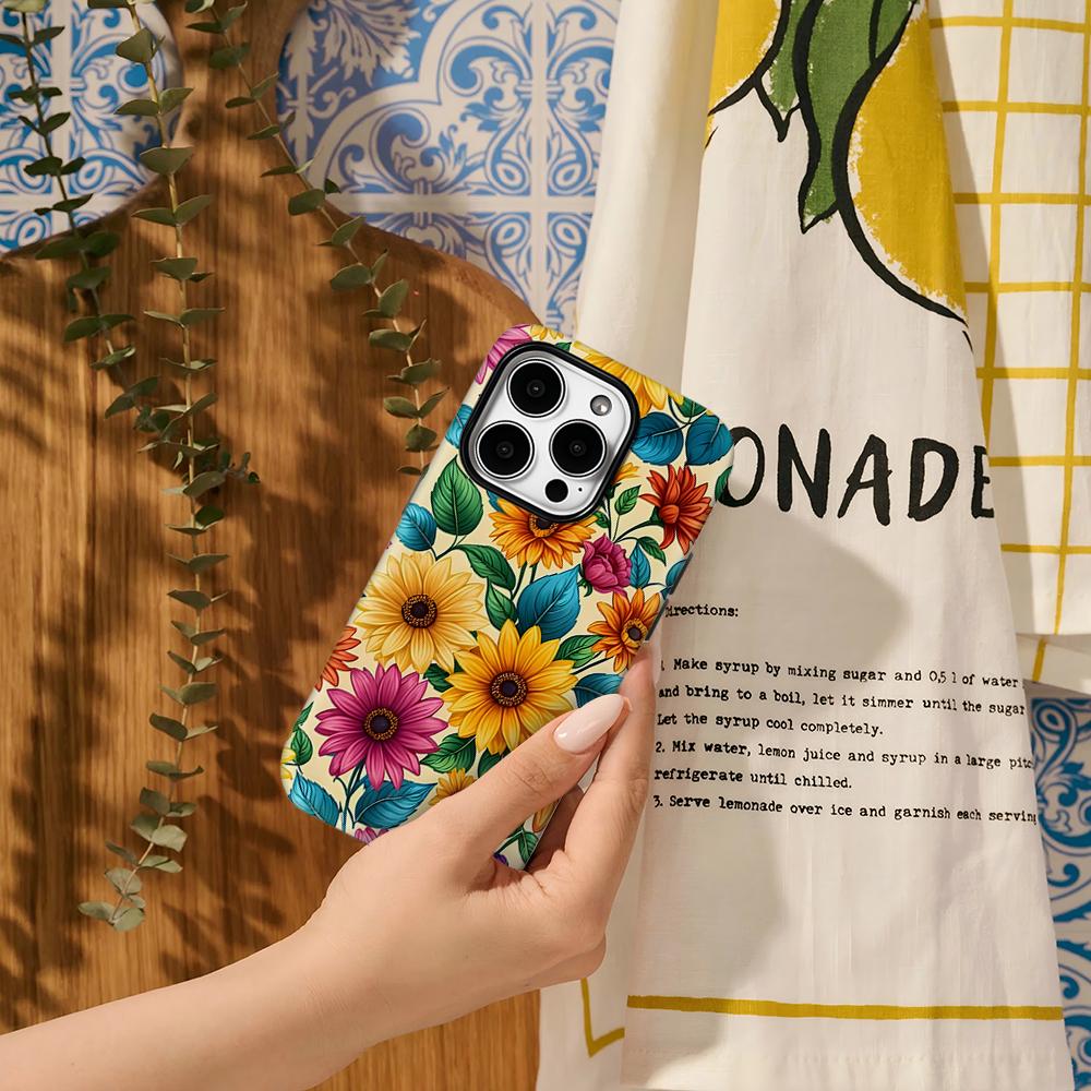 Bright Sunflower Garden Phone Case for IPhone 17AIR 16E 16 15 14 13 12 11 17 Pro Max Plus Double-layer Back Cover