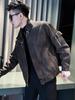 2025 new American men's leather jacket spring and autumn popular men's clothing high-end sense versatile loose jacket