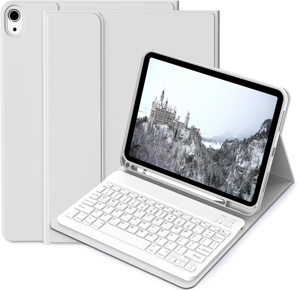 iPad Air 11th Gen Leather Case with Magnetic Backlit Keyboard and Pen Holder - Fits Pro 11/10.9
