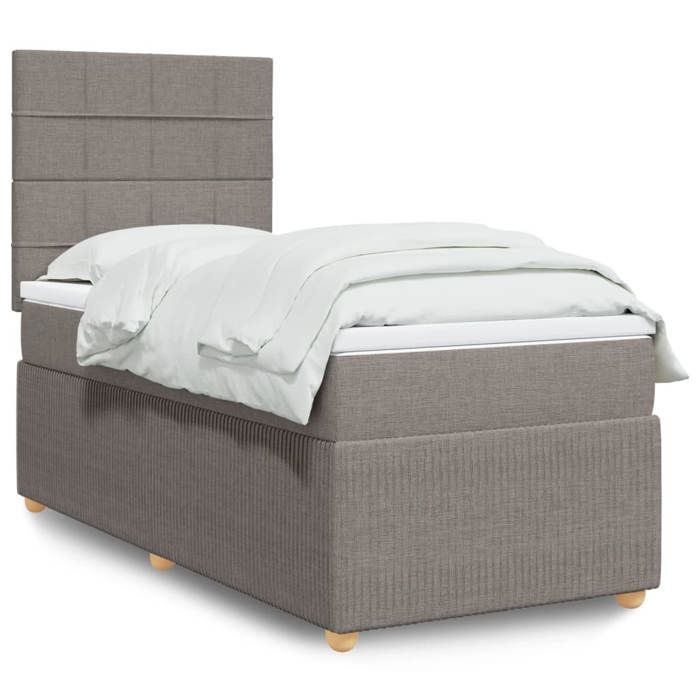 VidaXL Slat Bed Base with Mattress Taupe 90x190 Cm Fabric 3294215