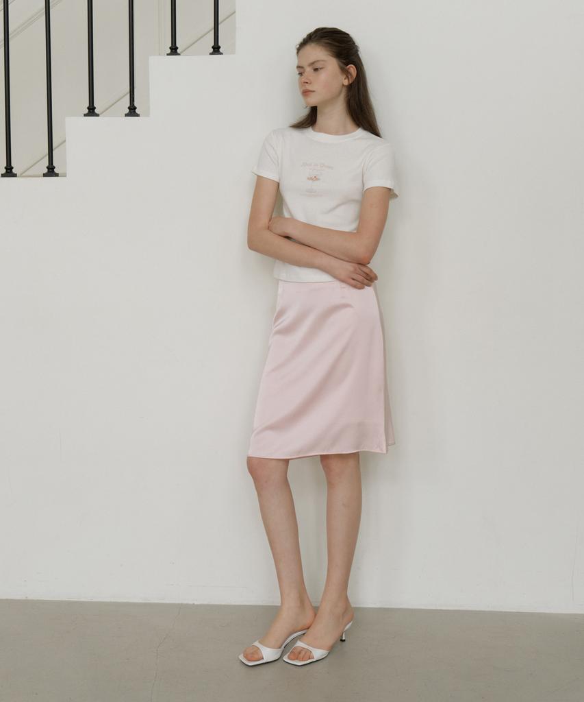 Riorg Gir Satin Midi Skirt Pink
