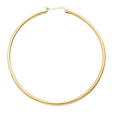 [N1558] - Gold Plated 'Simplicity' Hoop Earrings - 6 Cm 2 Mm