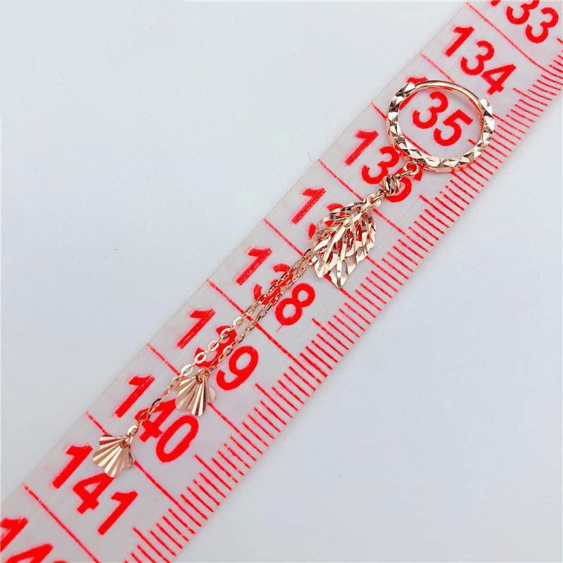 Exquisite Color Gold Pure Russian Purple Gold Shiny Leaf Tassel Earrings Versatile 585 Rose Gold Plated Long Ear Buckles