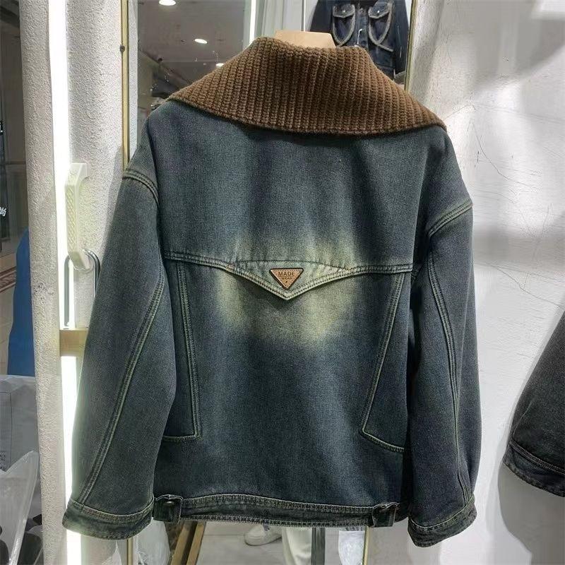 Mantel für Damen Herbst Lässig Übergroß Kapuzen-Jeansjacke