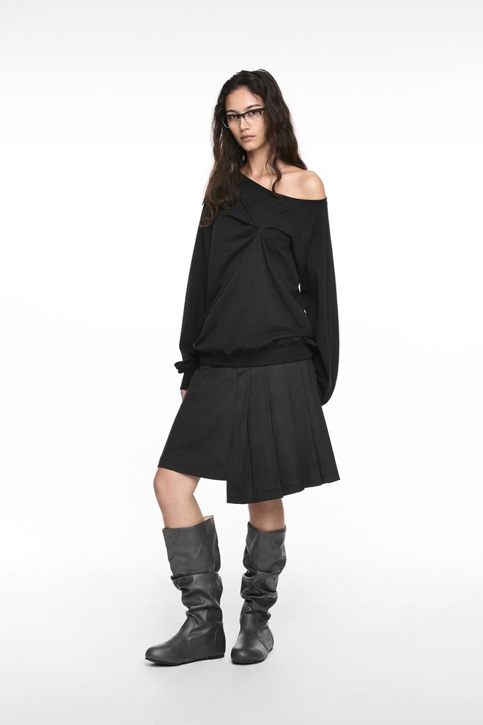Nash Magnetic Pleated Midi Skirt Charcoal