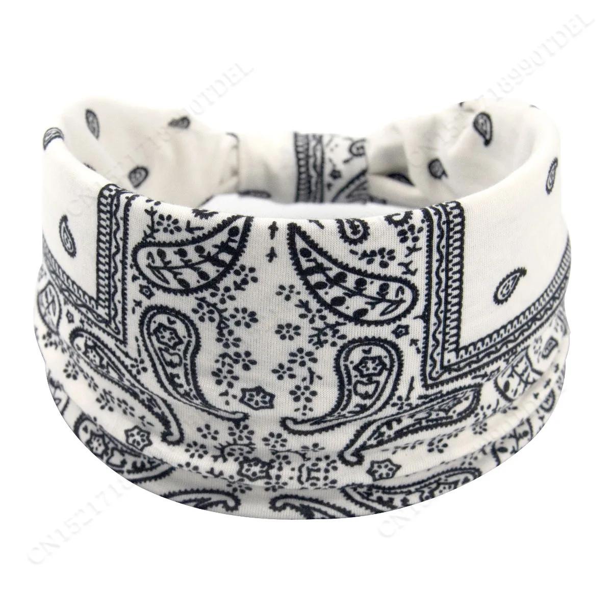 Boho Flower Print Wide Headbands Vintage Knot Elastic Turban Headwrap for Women Girls Soft Bandana Hair Accessories