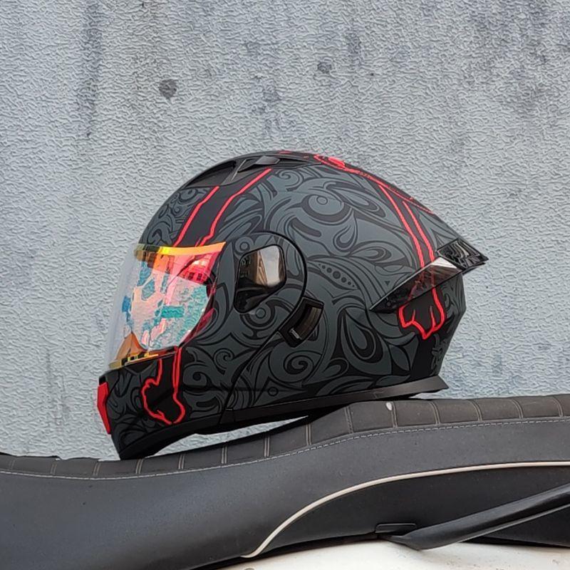 

Мотоциклетний подвійний дзеркальний підйомний шолом для чоловіків та жінок, мотоциклетний шолом Four Seasons, мотоциклетний хвіст крила Bluetooth-шолом, новий національний стандарт XL