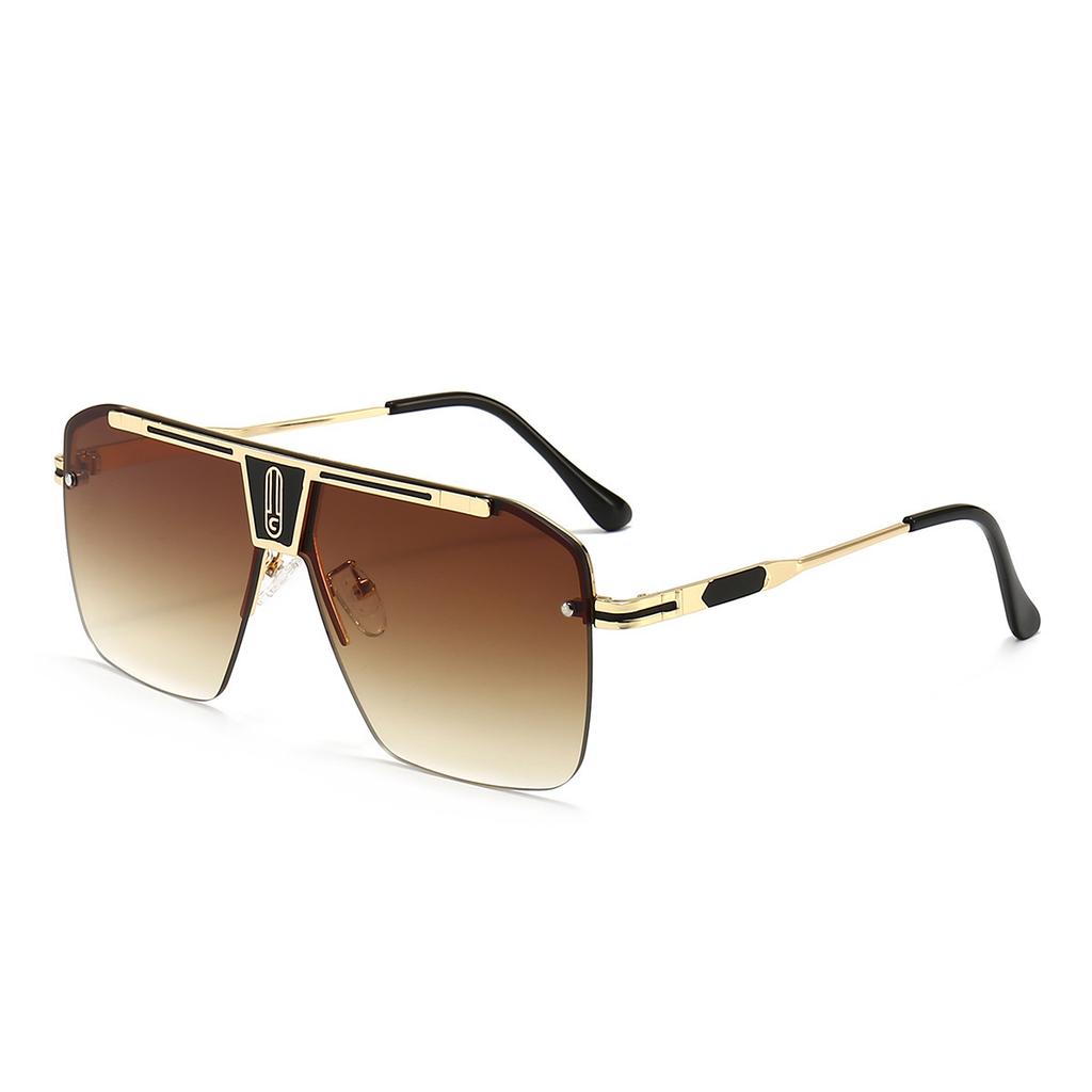 Occhiali da Sole da Uomo Wind Metal Splicing Integrato Cambio Graduale Tendenza Moda Temperamento Scatola Occhiali da Sole