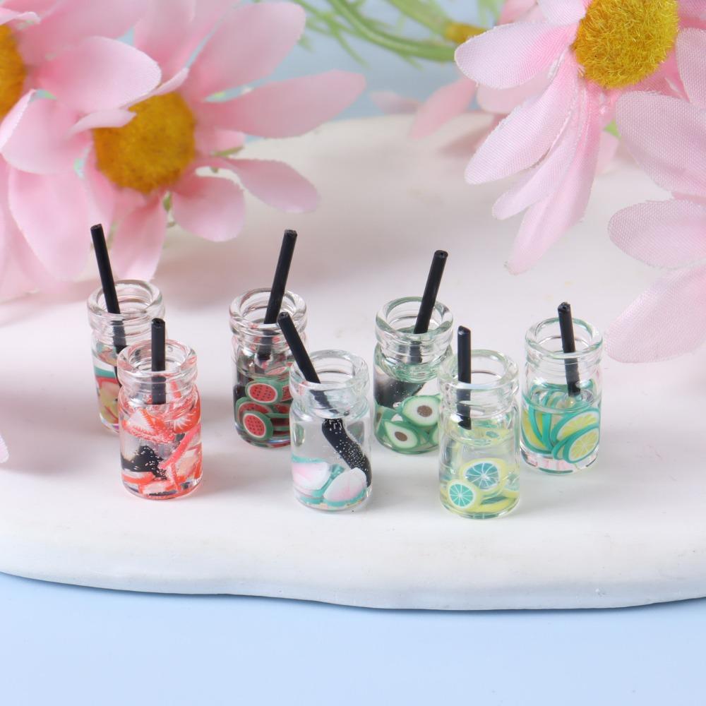 10Pcs Resin Kawaii Colorful Mini Fruit Bottle Food Drinks For Doll House Kitchen Ornaments Dolls Party Children'S Toys
