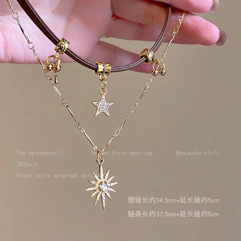 Guozen retro ceramic necklace women's fashion versatile niche design sense hand-woven collarbone chain