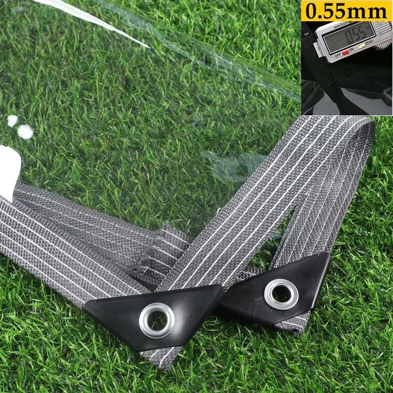 0.55mm Heavy Duty Clear PVC Tarpaulin Pergola Winter Insulation Film See Though Tarp Curtain Waterproof Garden Plants Raincover