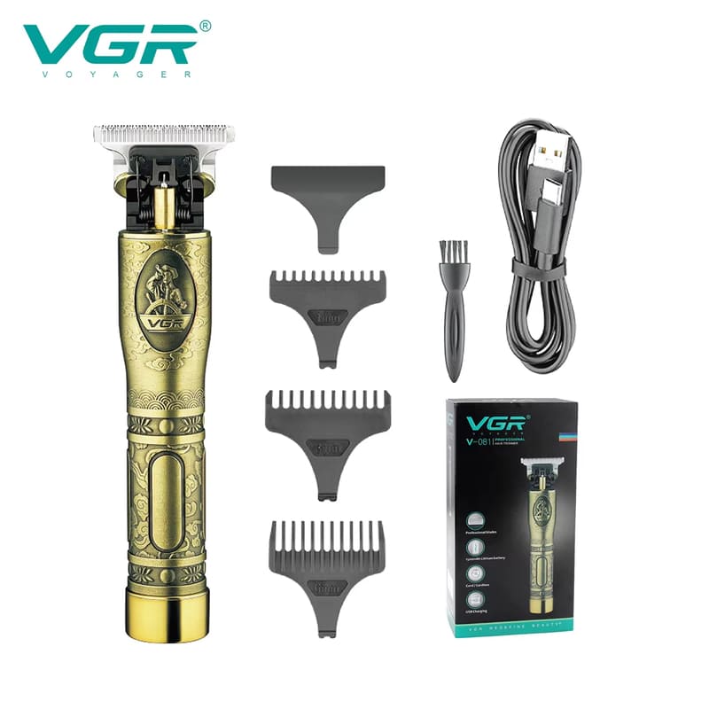 

Металлический триммер для волос для мужчин в ретро-дизайне с двойными лезвиями, для дома, электрический, профессиональный, аккумуляторный, беспроводной золотой