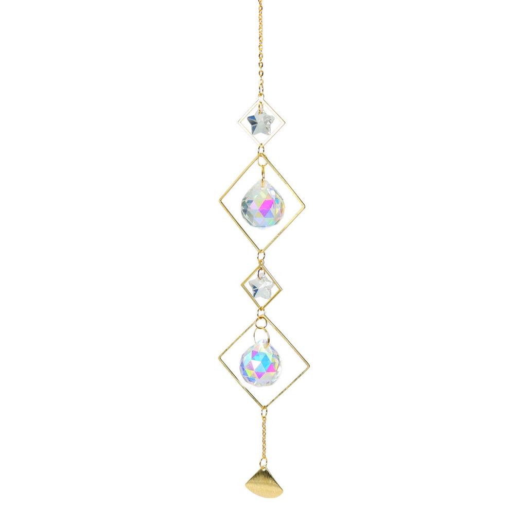 AB Color Crystal Moon & Star Wind Chime Sun Catcher Set