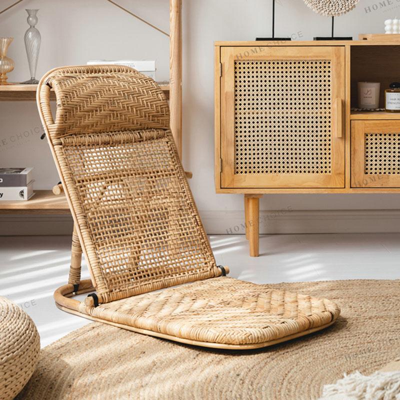 Portable Folding Rattan Beach Chair Bamboo Floor Lawn Pool Deck Chair Sun Lounger Camping Deck Chair