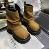 Platform Ankle Boots Designer Women High Boots Round Toe Autumn Chunky Shoes  Trend Brand New Rock Leather Goth Botas Mujer
