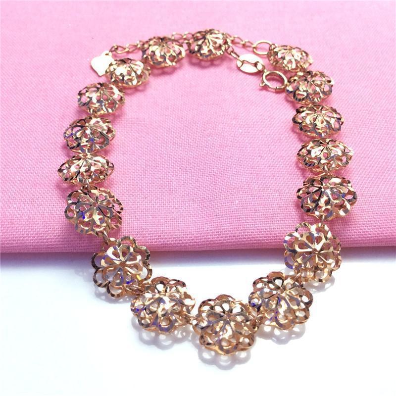Пурпурный Позолоченный Розовым Золотом Полый Цветочный Браслет Темпераментный Элегантный Модный Иностранный Легкий Люкс Регулируемые Украшения （17+3cm）