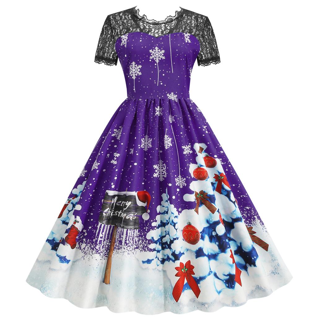 QICED Fashion Summer Spring Short Sleeve O-Neck Casual Dresses
