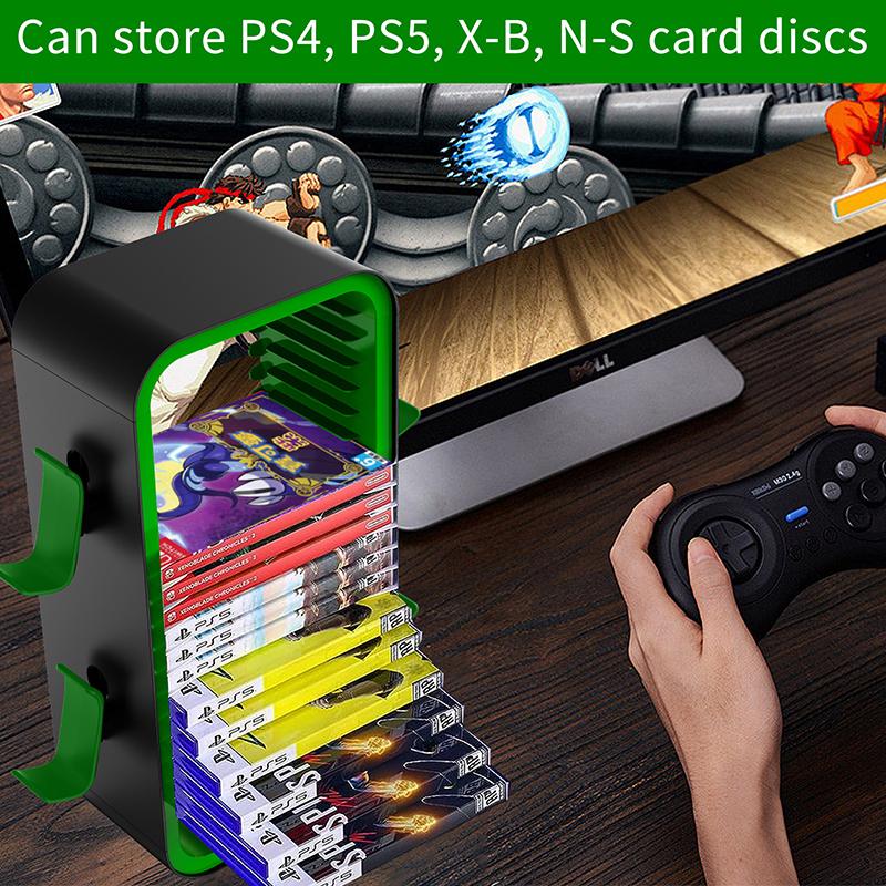 Universal Game Storage Stand Host Disc 18 Cd Storage Box Holder Game Controller Bracket For Ps5 Ps4 Ps3 Xbox Switch Disc Shelf