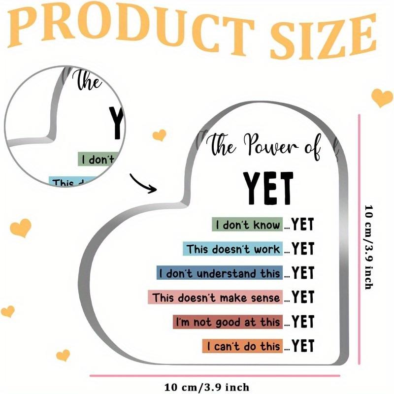 "Power of Yet" Growth Mindset Heart - Therapy Office Decor & Mental Health Sign