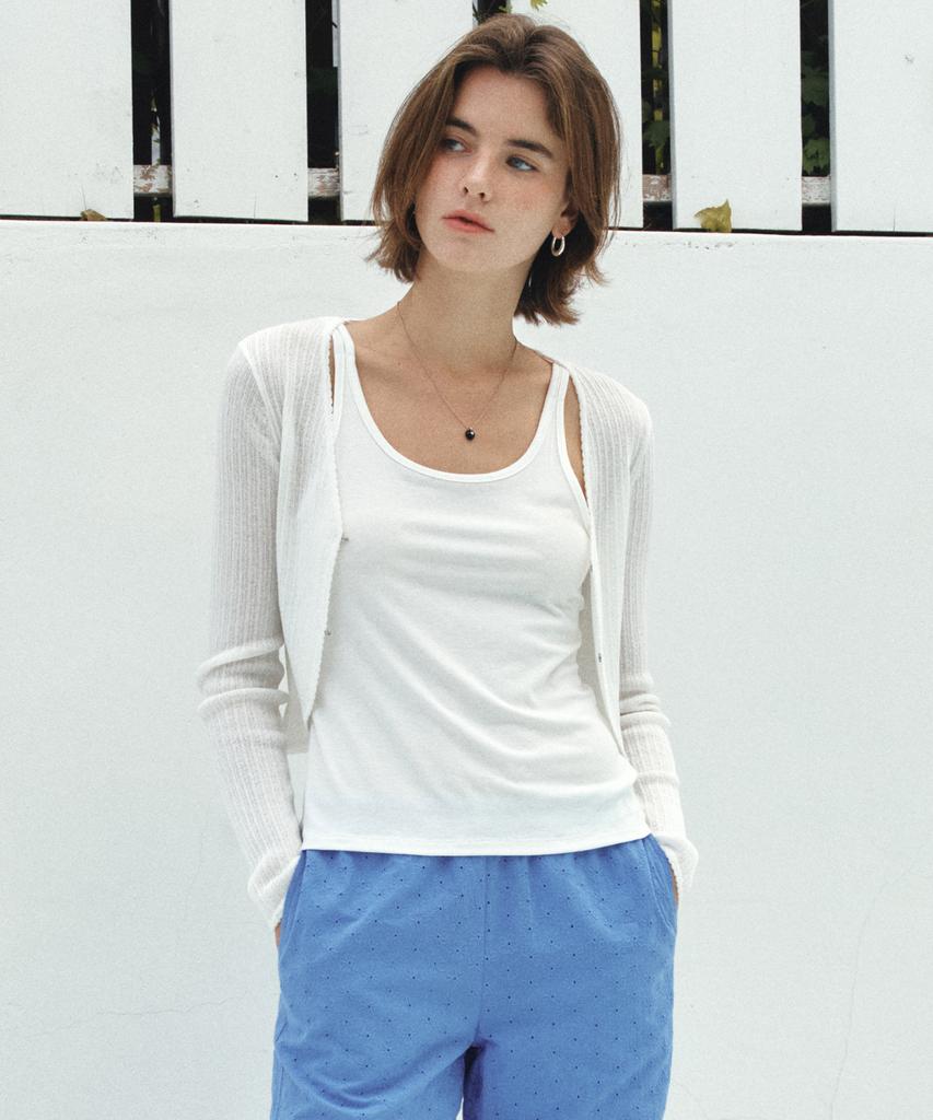 Vanone Atelier Kn4293 Bolero Knit Cardigan_White