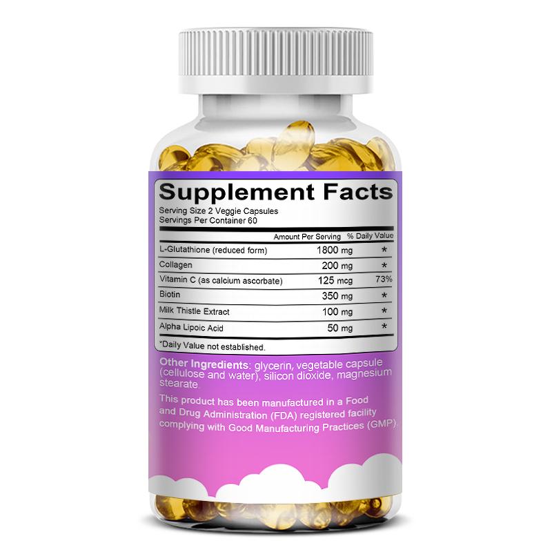 Biotin Kollagen Nahrungsergänzungsmittel, Mit L-Glutathion, 120 Weichkapseln Pro Flasche