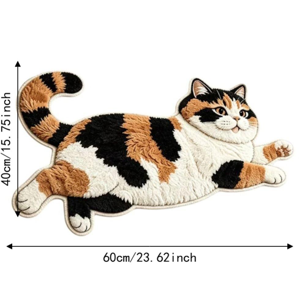 2D Cat-Shaped Area Rug Non-Slip Cartoon Carpet Cute Home Decor Carpet  Living Rooms