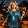 Women's Halloween Print Casual Round Neck -Quarter Sleeve for Holiday Party