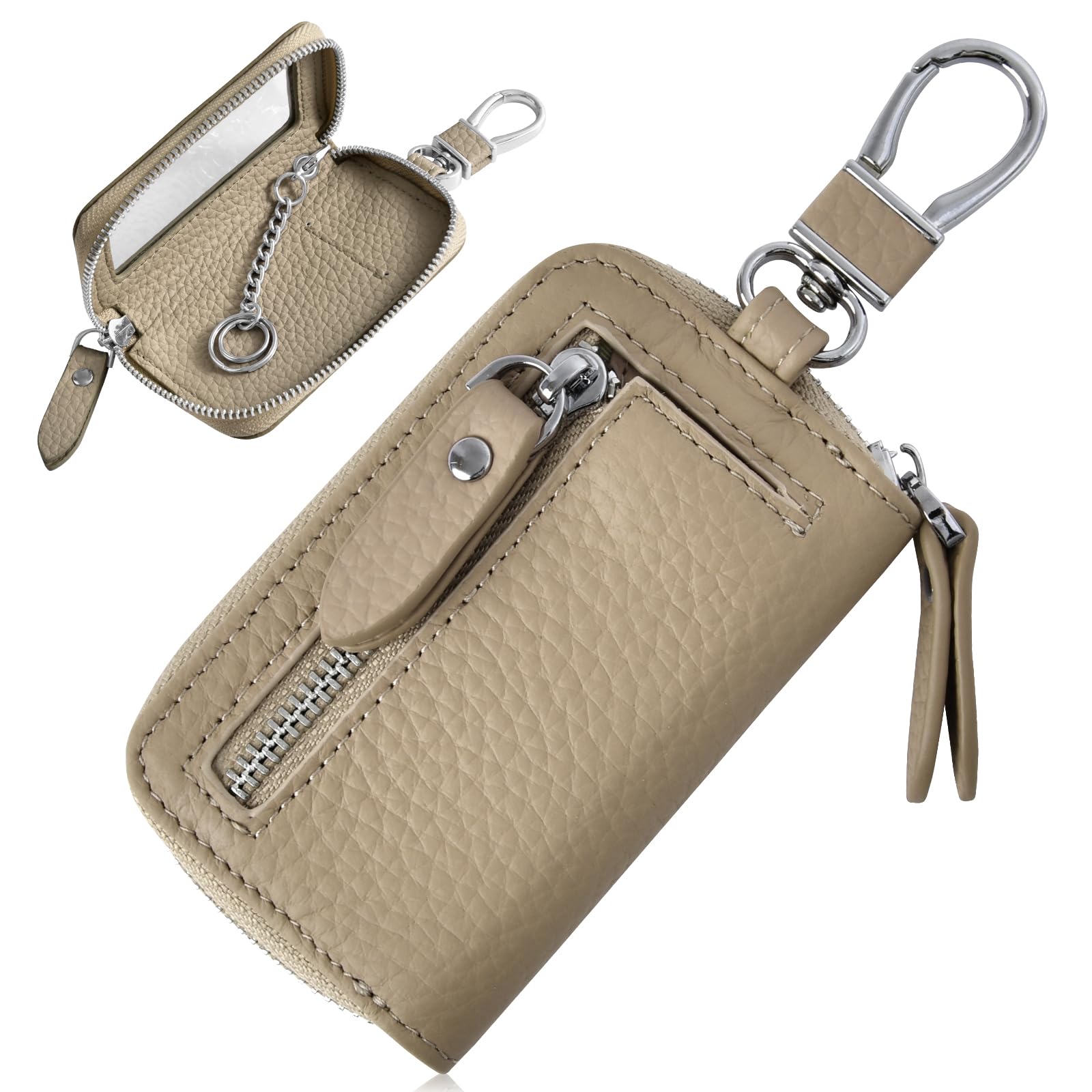 

YooFa Genuine Leather Smart Key Case with Coin Car Key Key Cowhide Leather with Clear Smart Key Zipper Single Key Perfect for Stylish Genuine Leather