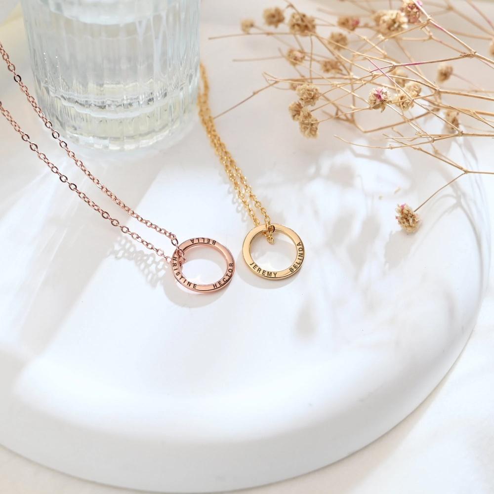 Fashion Trendy Custom Name Stainless Steel Link Pendant Necklace Personalized Carved Letter Rose Gold Plated Christmas Birthday