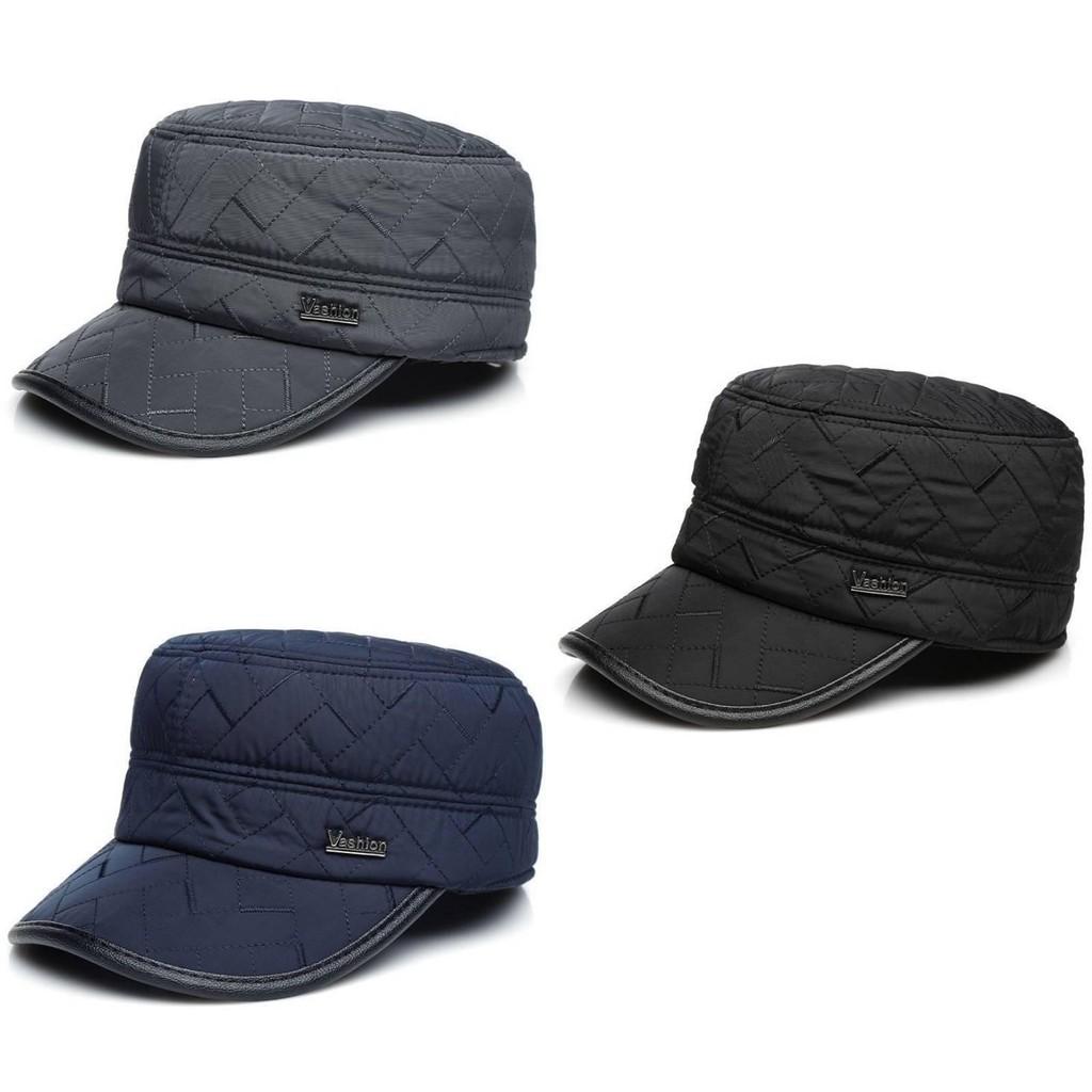 Vashion Letter Peaked Cap Flat Top Hat Outdoor Sports Thickened Ear Protection