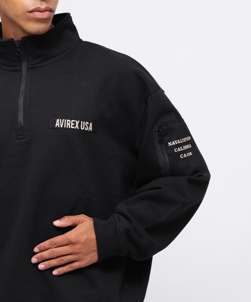 WEB Limited HALF ZIP FATIGUE SWEAT Half Zip Fatigue Sweat L 010 Black [Avirex] Men's 783-4232009