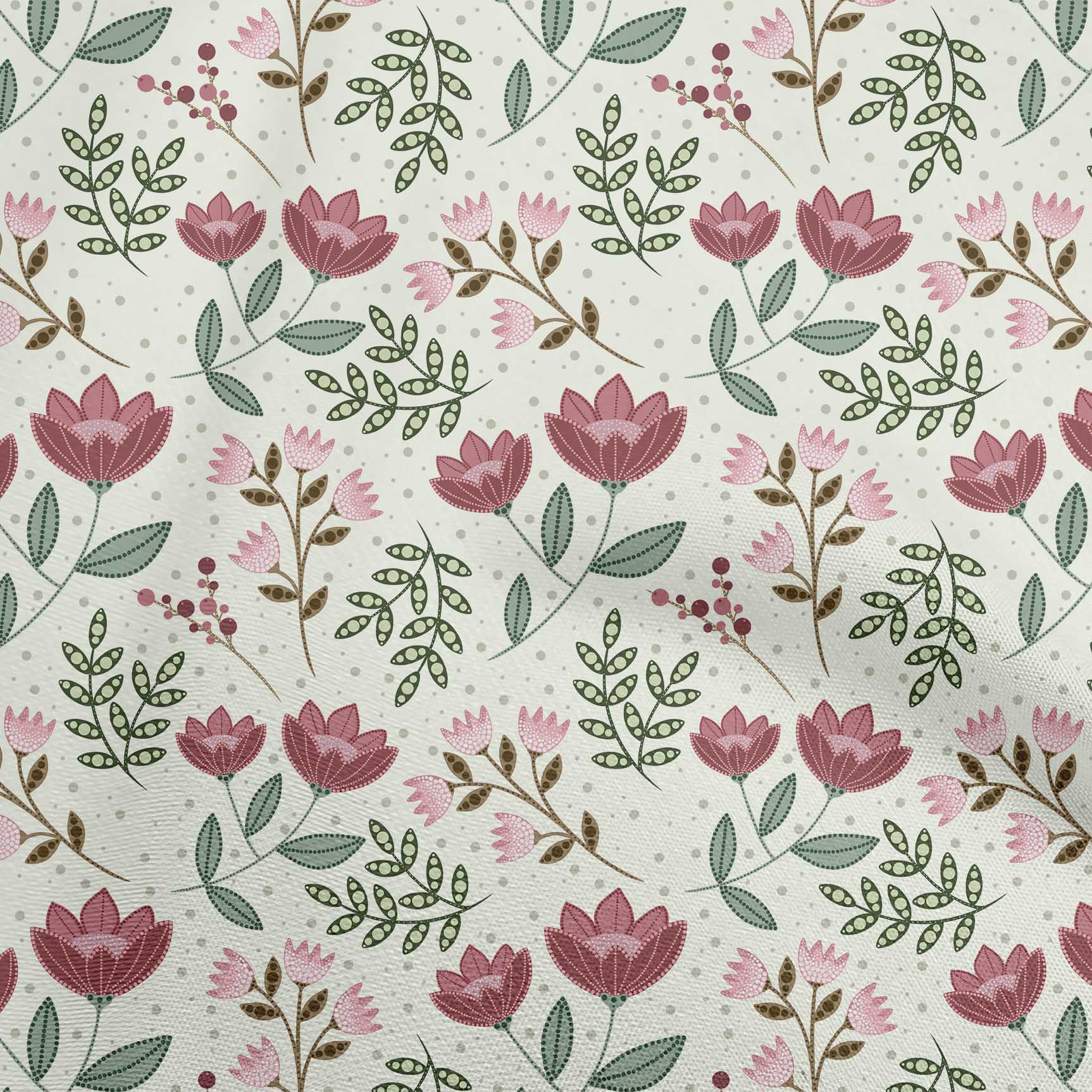 

oneOone Cotton Poplin Brown Fabric Dotted Floral Sewing Material Print Fabric By The Yard 42 Inch 42 Inch Wide - Viscose Chiffon рожевий