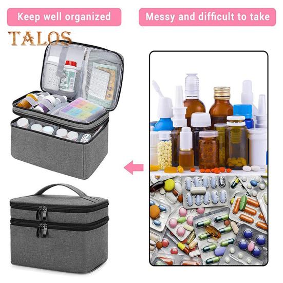 

Сумка для хранения, органайзер для бутылочек с таблетками, застежка-молния, большая вместимость, прочная, прошитая, портативная, дорожная сумка на молнии с сетчатыми карманами чёрный