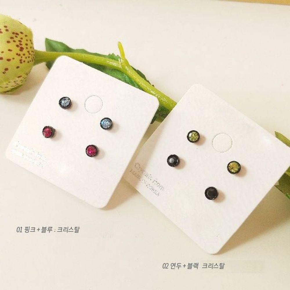 

E428 2-color set Austrian crystal 4mm earrings