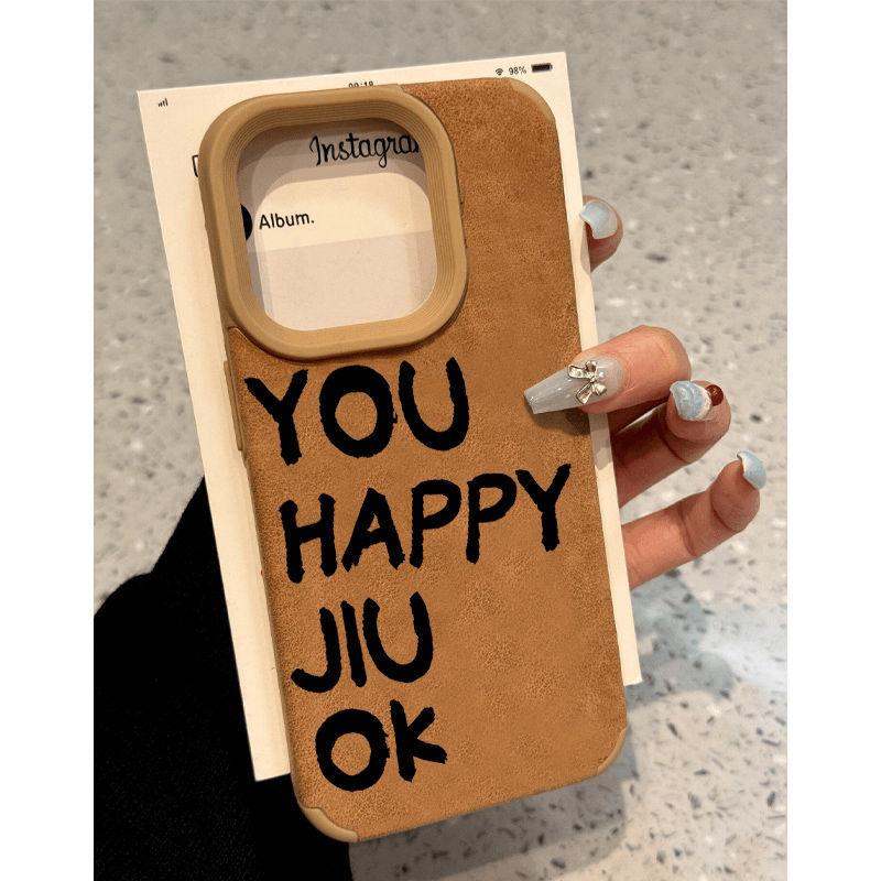 

Brown Large Hole Leather Suitable for English Apple 16promax Mobile Phone Case 14iphone15 Cartoon Trendy Fashion Apple 17PROMAX