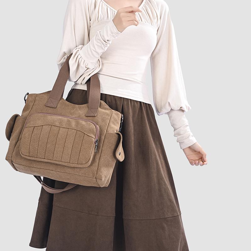 Canvas Bag Commuter Tote Bag Women's Bag Student Large Capacity Shoulder Crossbody Bag