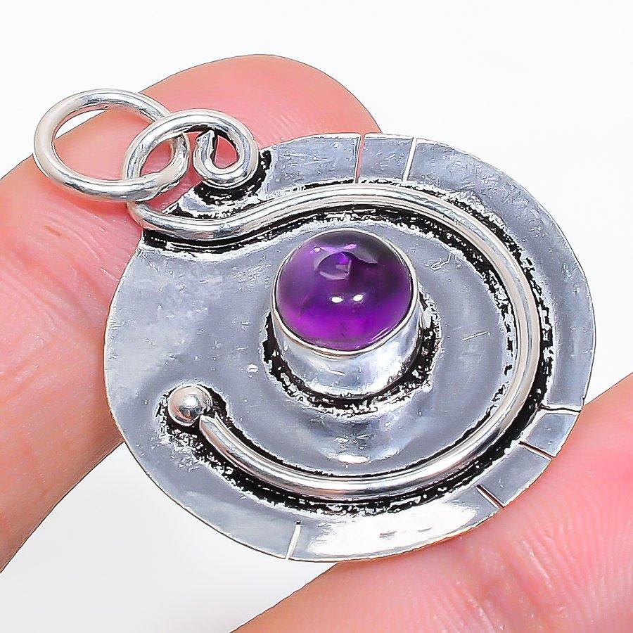 Natural Sage Amethyst Gemstone 925 Sterling Silver Jewelry Pendant 1.62  z9s52